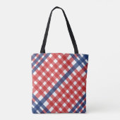 Rot, Weiß und Blau Gingham Kariert Tasche (Rückseite)