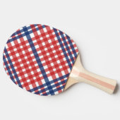 Rot, Weiß und Blau Gingham Kariert Tischtennis Schläger (Seitenansicht)