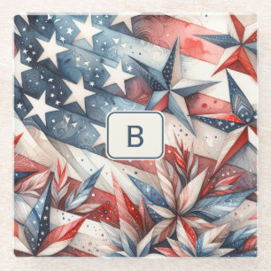 Rot weiß und Blau Glasuntersetzer