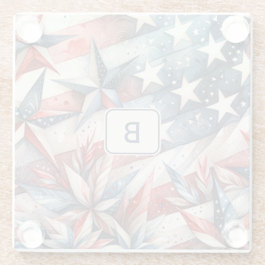 Rot weiß und Blau Glasuntersetzer (Rückseite)