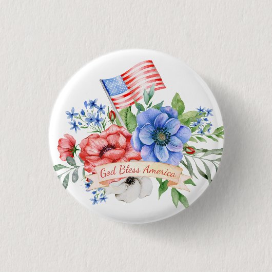Rot weiß und Blau | Gott segne Amerika Button (Vorderseite)