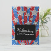 Rot weiß und blau haben wir die GRILLEN der Hausha Einladung (Stehend Vorderseite)