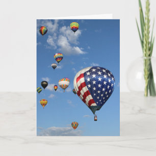 Rot, Weiß und Blau Heißluftballon Karte
