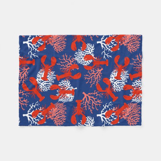 Rot-Weiß und Blau-Hummer Küste Gemustert Fleecedecke (Vorderseite (Horizontal))