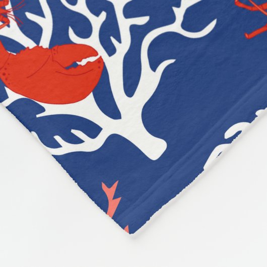 Rot-Weiß und Blau-Hummer Küste Gemustert Fleecedecke (Ecke)