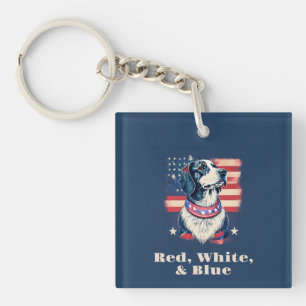 Rot, Weiß und Blau Hund Schlüsselanhänger