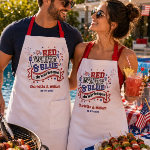 Rot Weiß und Blau ich mache BBQ Paar Brautparty Schürze