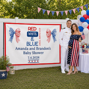 Rot Weiß und Blau Juli Vierter Baby Shower Banner