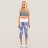 Rot, Weiß und Blau Kariert Capri Leggings (Vorderseite)
