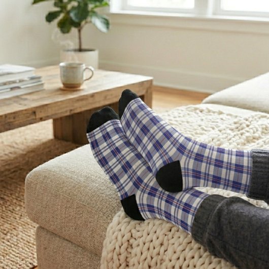 Rot, Weiß und Blau Kariert Socken