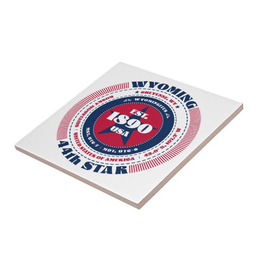 Rot, Weiß und Blau - Keramik Tile Fliese (Seite)