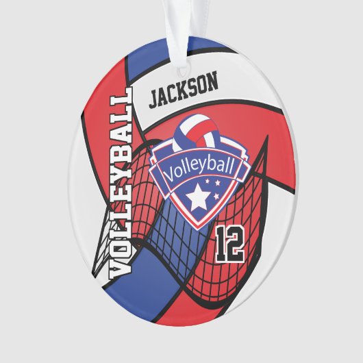 Rot, Weiß und Blau 🏐 Logo Ornament (Vorderseite)