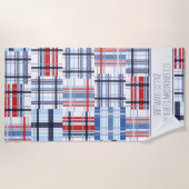 Rot, Weiß und Blau Madras Badetücher mit Text Strandtuch (Vorderseite)