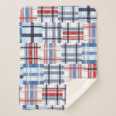 Rot, Weiß und Blau Madras Sherpa Blanket Sherpadecke (Vorderseite)