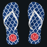 Rot-Weiß und Blau-marokkanisches Quatrefolienmonog Badesandalen<br><div class="desc">Maßgeschneiderte,  bedruckte Flop-Sandalen mit einem stilvollen marokkanischen Quartrefolienmuster und einem eigenen Monogramm oder einem anderen Text in einem Kreisrahmen. Klicken Sie auf Anpassen,  um Schriftart und Farben zu ändern oder eigene Bilder hinzuzufügen,  um ein einzigartiges Design zu erstellen!</div>