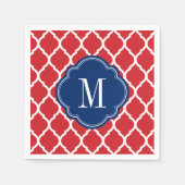 Rot-Weiß und Blau-marokkanisches Quatrefolienmonog Serviette (Vorderseite)