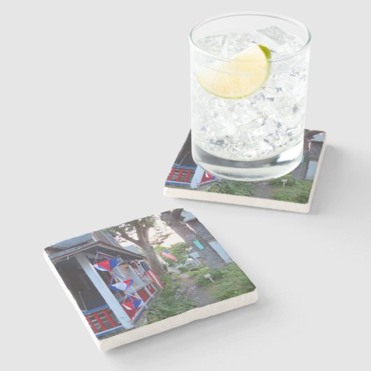 Rot, Weiß und Blau - Martha's Vineyard Steinuntersetzer (Seitenansicht)