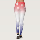 Rot, Weiß und Blau mit Sternen Leggings (Rückseite)