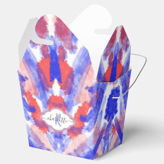 Rot, weiß und blau |Monogramm |Abstrakt Geschenkschachtel (Geöffnet)