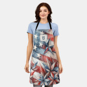 Rot-Weiß und Blau-Monogramm Schürze (Getragen)