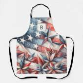 Rot-Weiß und Blau-Monogramm Schürze (Vorderseite)