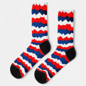 Rot, Weiß und Blau Muster Socken (Linkes Detail)