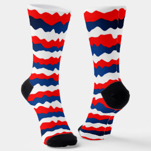 Rot, Weiß und Blau Muster Socken