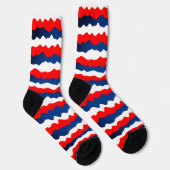 Rot, Weiß und Blau Muster Socken (Rechts)