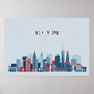 Rot, Weiß und Blau New York City Poster