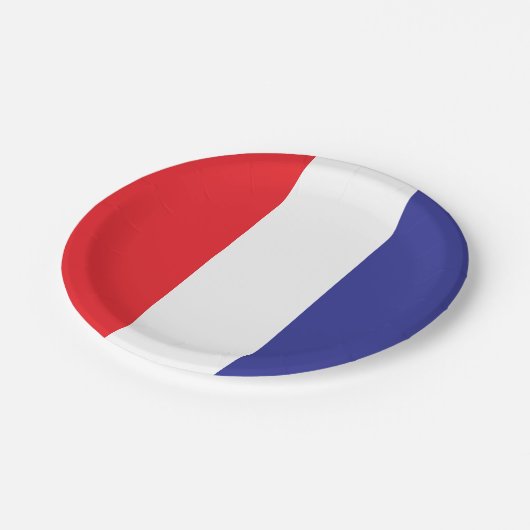 Rot weiß und blau pappteller (Schrägansicht)