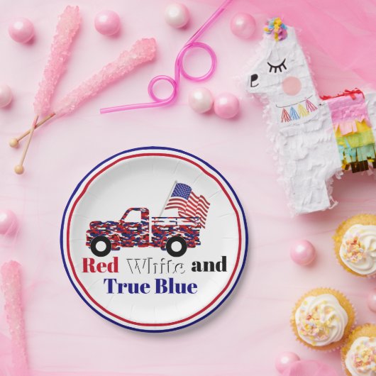 Rot weiß und Blau Pappteller (Party)