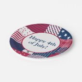 Rot, Weiß und Blau Pappteller (Schrägansicht)