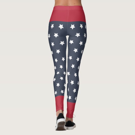 Rot, Weiß und Blau Patriotisch 4. Juli Leggings (Rückseite)
