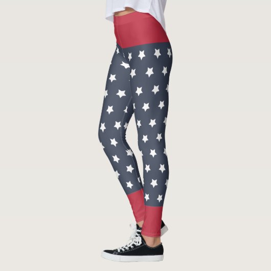Rot, Weiß und Blau Patriotisch 4. Juli Leggings (Links)