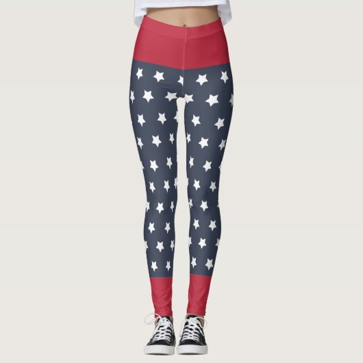 Rot, Weiß und Blau Patriotisch 4. Juli Leggings (Vorderseite)