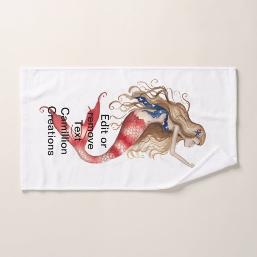 Rot, Weiß und Blau Patriotische Meerjungfrau Grims Handtuch (Handtuch)