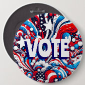 Rot, Weiß und Blau Patriotische US-Flagge Abstimmu Button (Vorne & Hinten)