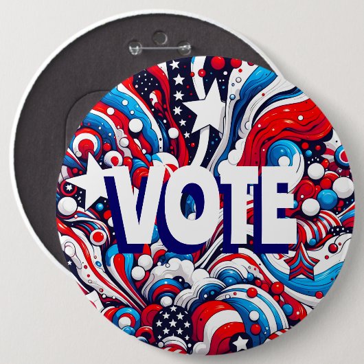 Rot, Weiß und Blau Patriotische US-Flagge Abstimmu Button (Vorne & Hinten)