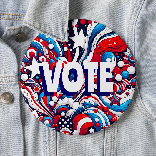 Rot, Weiß und Blau Patriotische US-Flagge Abstimmu Button (Beispiel)