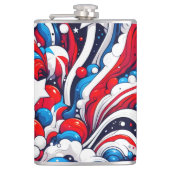 Rot, Weiß und Blau Patriotische US-Flagge Flachmann (Vorderseite)