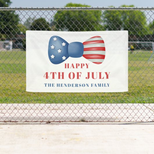 Rot, Weiß und Blau Patriotischer Bow 4. Juli Banner (Insitu)