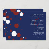 Rot, Weiß und Blau-Polka-Dot-Hochzeit Einladung (Vorne/Hinten)