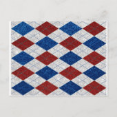 Rot, Weiß und Blau Raute 4. Juli Glitzer Postkarte (Vorderseite)
