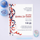 Rot-Weiß und Blau-Ribbons und Sterne Flyer (Einzeln)