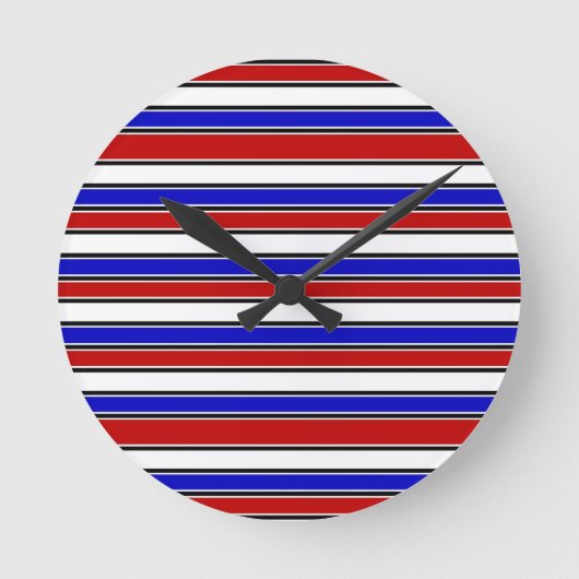 Rot, Weiß und Blau Runde Wanduhr (Vorderseite)