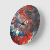 Rot, Weiß und Blau Runde Wanduhr (Winkel)