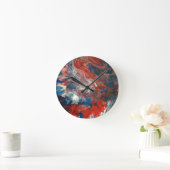 Rot, Weiß und Blau Runde Wanduhr (Zuhause)