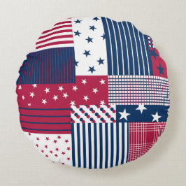 Rot, Weiß und Blau Rundes Kissen