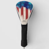 Rot Weiß und Blau Rustikales Holz Custom Golf Headcover (Vorderseite)