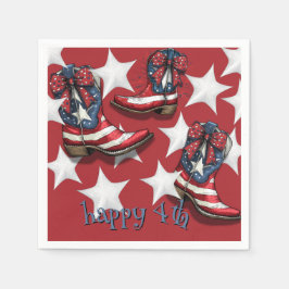 Rot, weiß und blau Stiefel und Bows Serviette